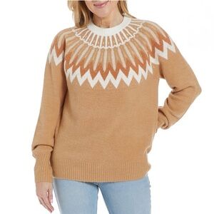 French Connection Camel and White Patterned Sweater